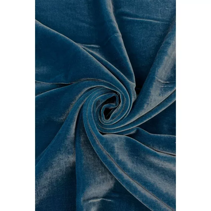 Teal Silk Rayon Velvet Fabric
