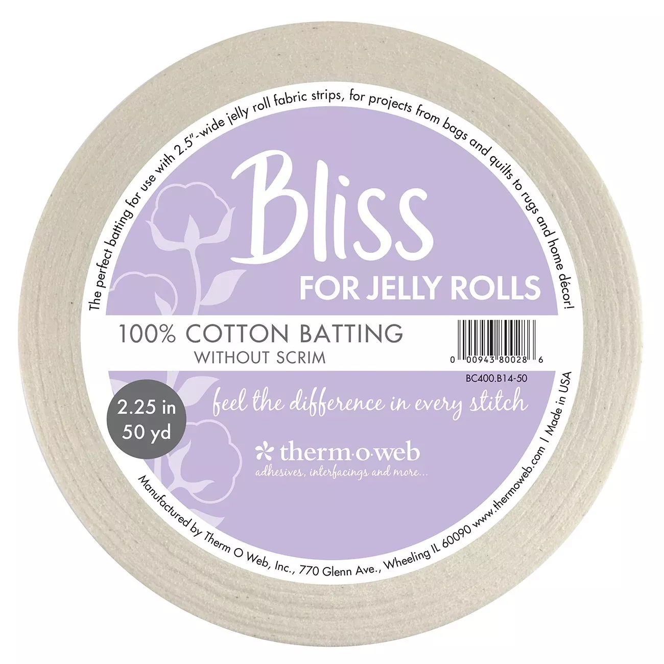 Therm O Web Bliss 100% Cotton for Jelly Rolls 2-1 /4in x 50yd