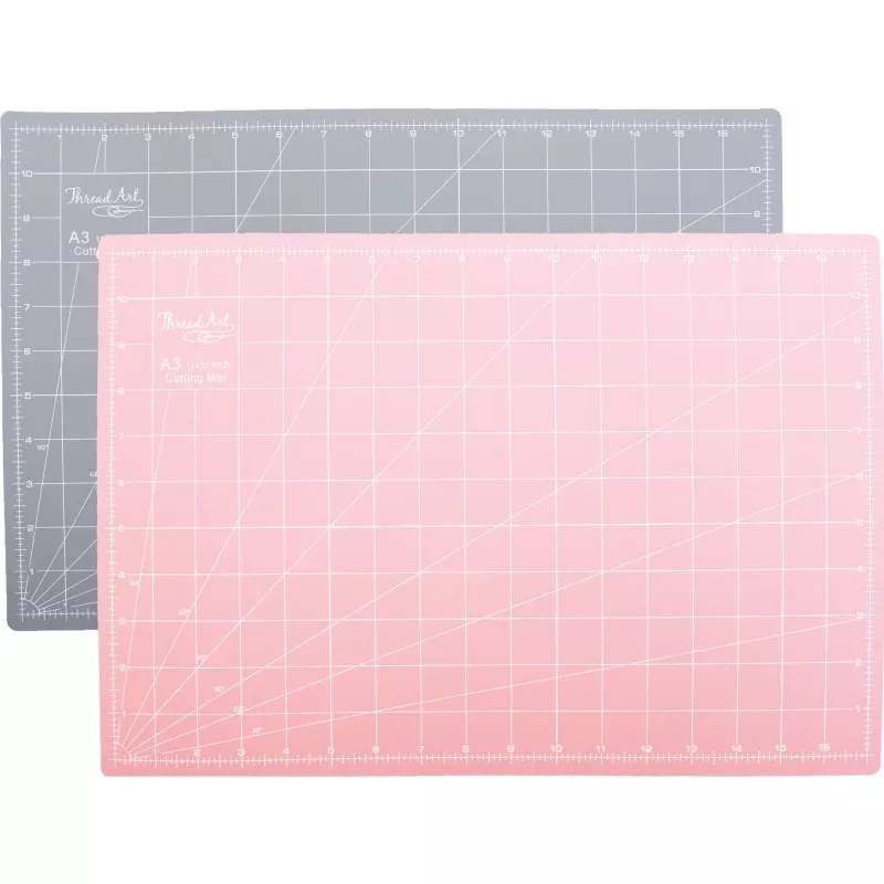 Threadart Premium Rotary Cutting Mat – Double Sided Pink/Grey
