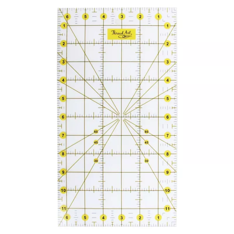Threadart Premium Rotary Quilting Ruler 6″ x 12″ Inch Acrylic Cutting Ruler