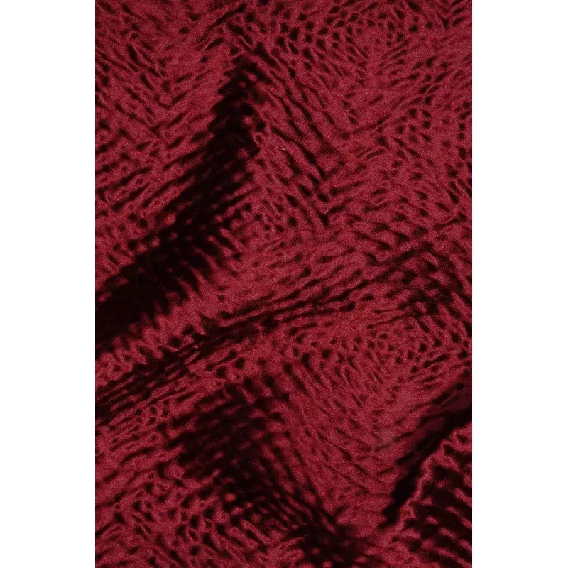 Tibetan Red Silk Hammered Satin Jacquard Fabric