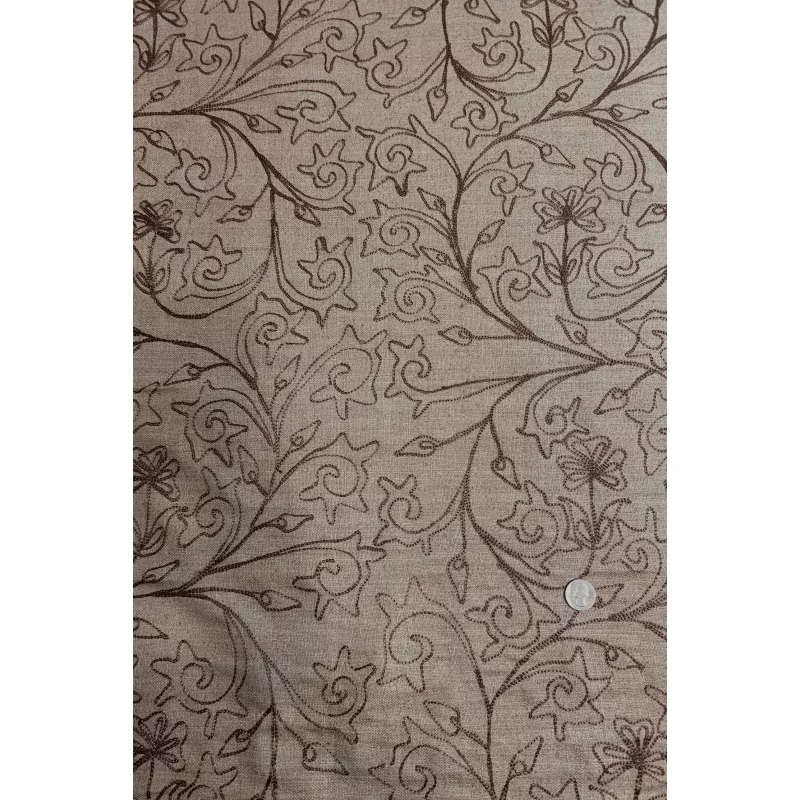 Toasted Almond Embroidered Silk Linen MEMT-018-26