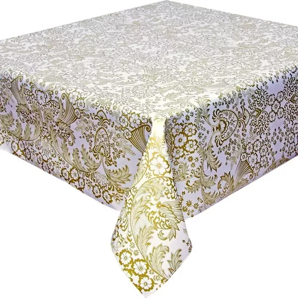 Toile Gold Oilcloth Tablecloths