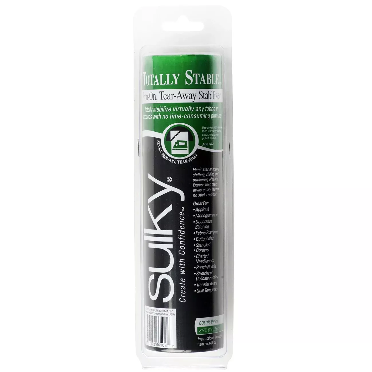 Totally Stable Iron-on Tear-Away Stabilizer White 8in x 12yds