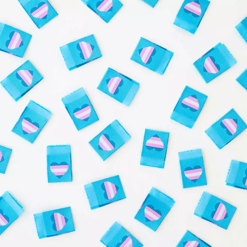 Trans Flag Heart | Fabric Labels