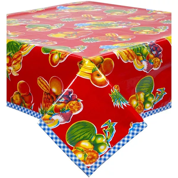 Tropical Fruit Red Oilcloth Tablecloths