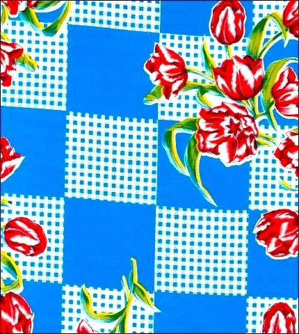 Tulips Blue Oilcloth Tablecloths
