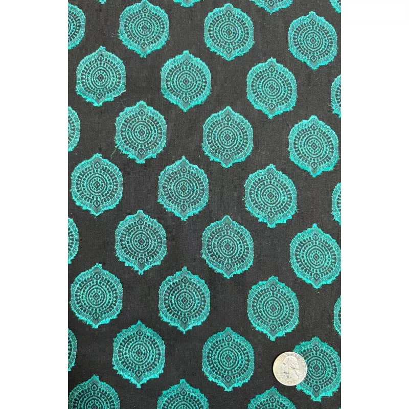 Turquoise/Black Blend Novelty Fabric