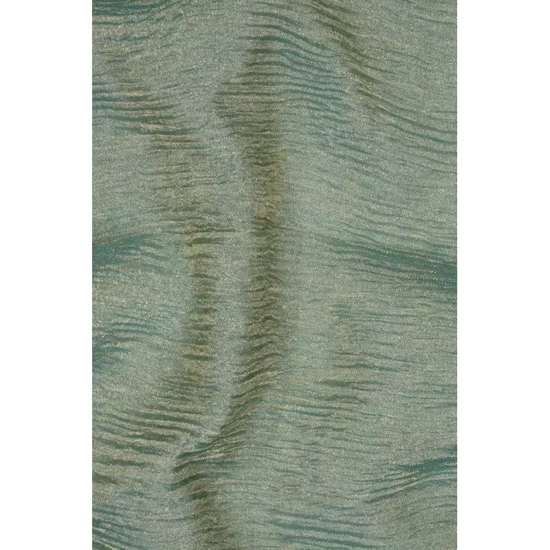 Turquoise Gold Metallic Crushed Organza Fabric