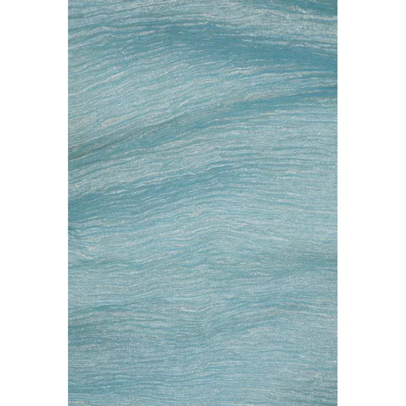 Turquoise Silver Metallic Crushed Organza Fabric