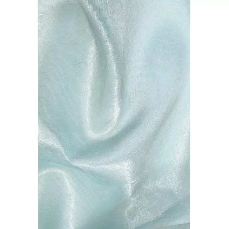 Turquoise Silver Metallic Organza Fabric