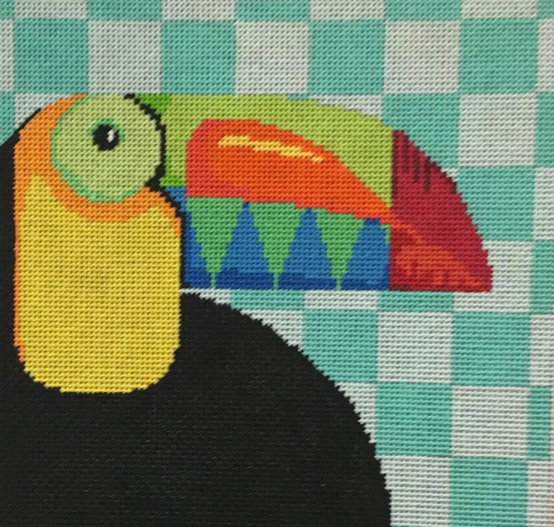 Two Sisters Needlepoint – Toucan/Aqua Checks