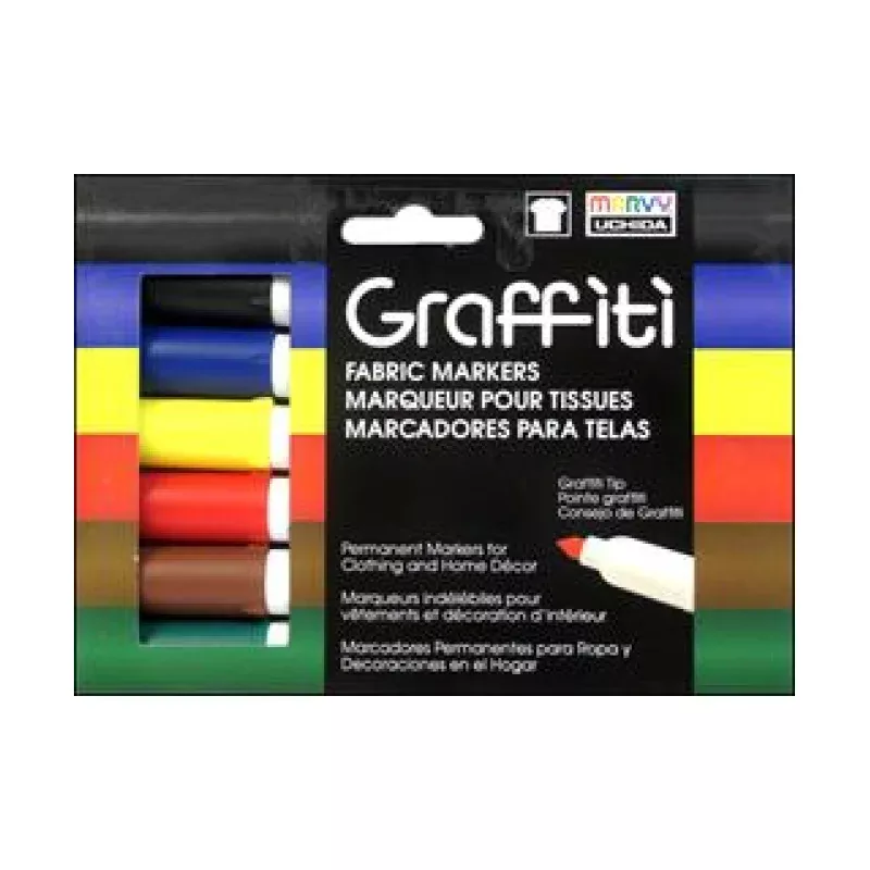 Uchida Graffiti Fabric Marker Set Primary 6pc
