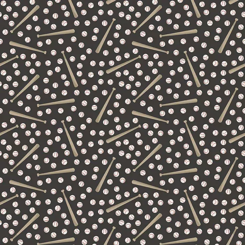 Varsity Black Baseball Yardage by Deena Rutter for Riley Blake