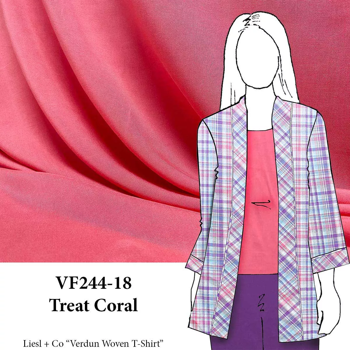 VF244-18 Treat Coral - New Coral Rayon Challis Fabric