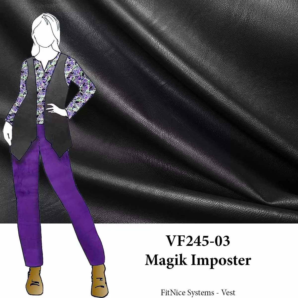 VF245-03 Magik Imposter - Black Stretch Imitation Leather Fabric
