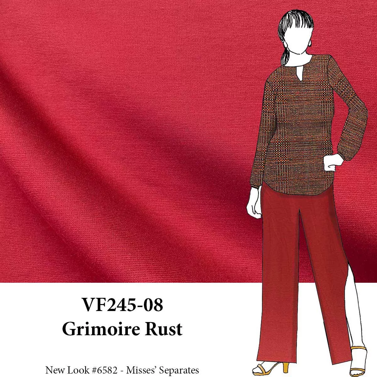 VF245-08 Grimoire Rust - Supple Ponte de Roma Lightweight Double Knit Fabric