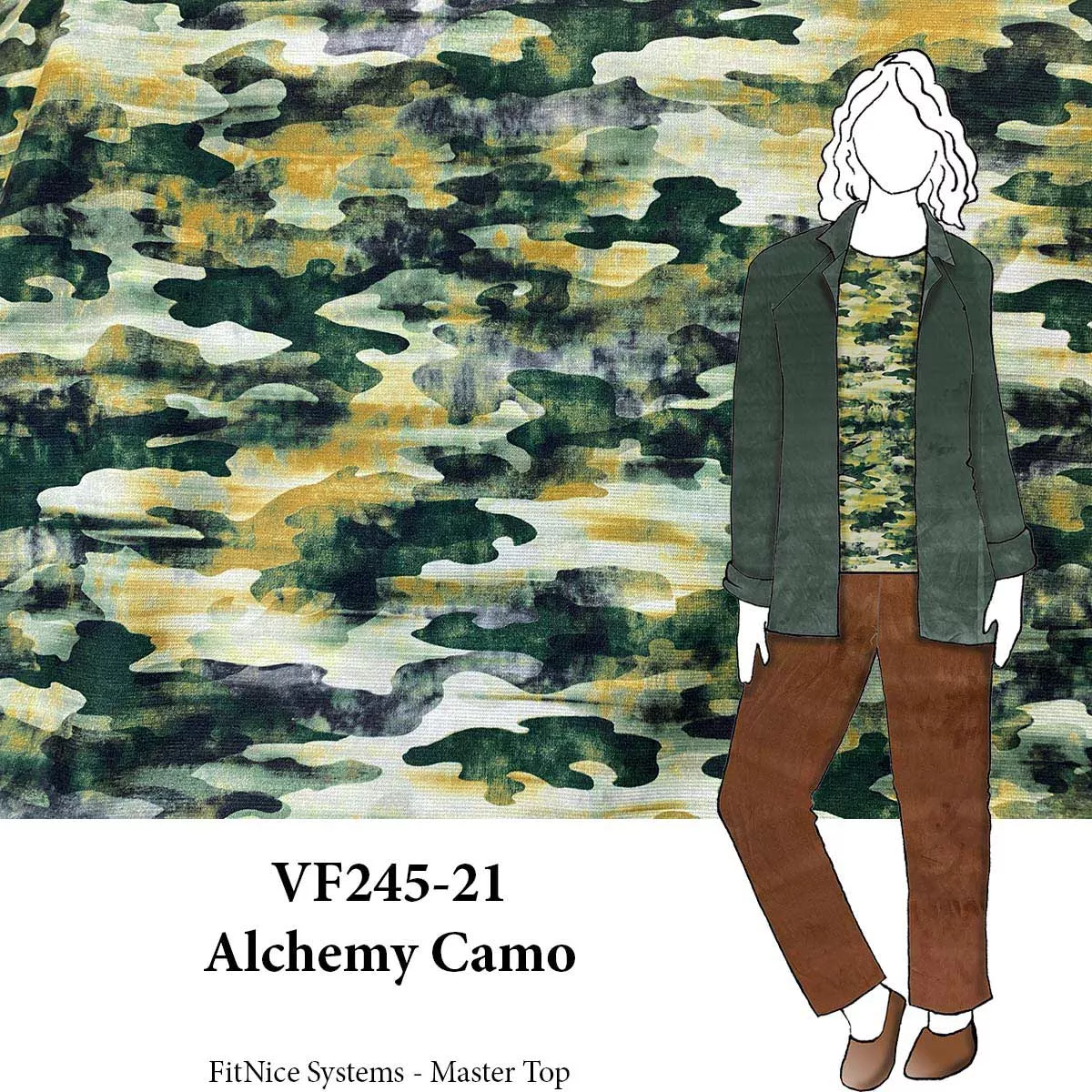 VF245-21 Alchemy Camo - Camouflage Ponte de Roma Knit Fabric