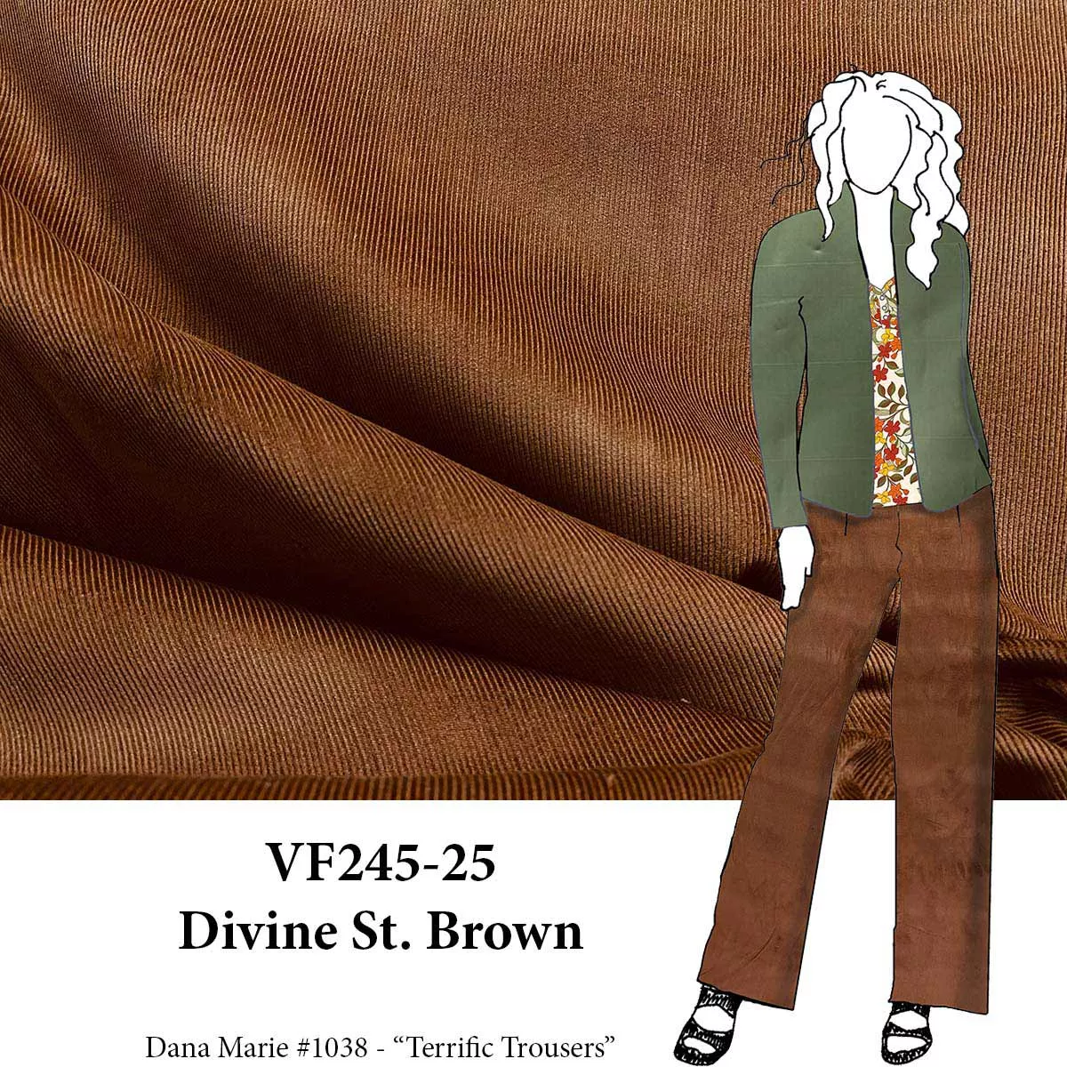 VF245-25 Divine St. Brown - Auburn Cotton Pinwale Corduroy Fabric