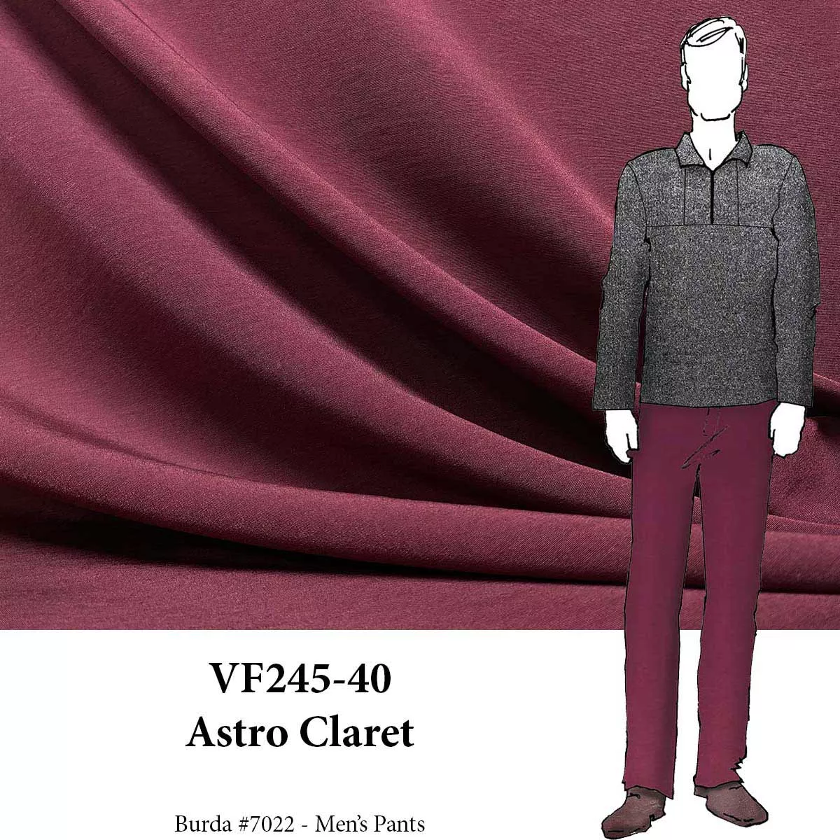 VF245-40 Astro Claret - Burgundy Stretch Bengaline Fabric