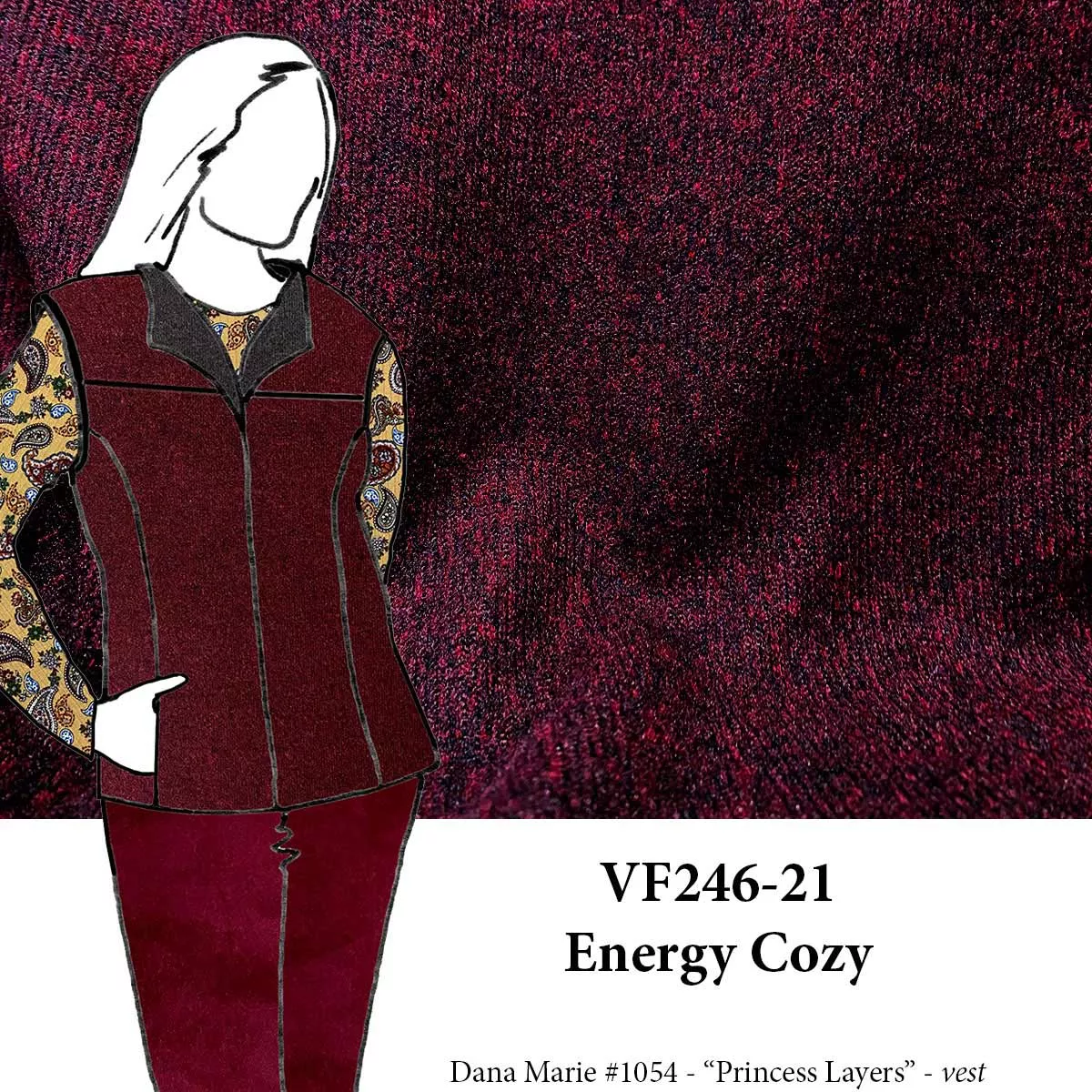 VF246-21 Energy Cozy - Heathered Wine Heavy Sweater Knit Fabric