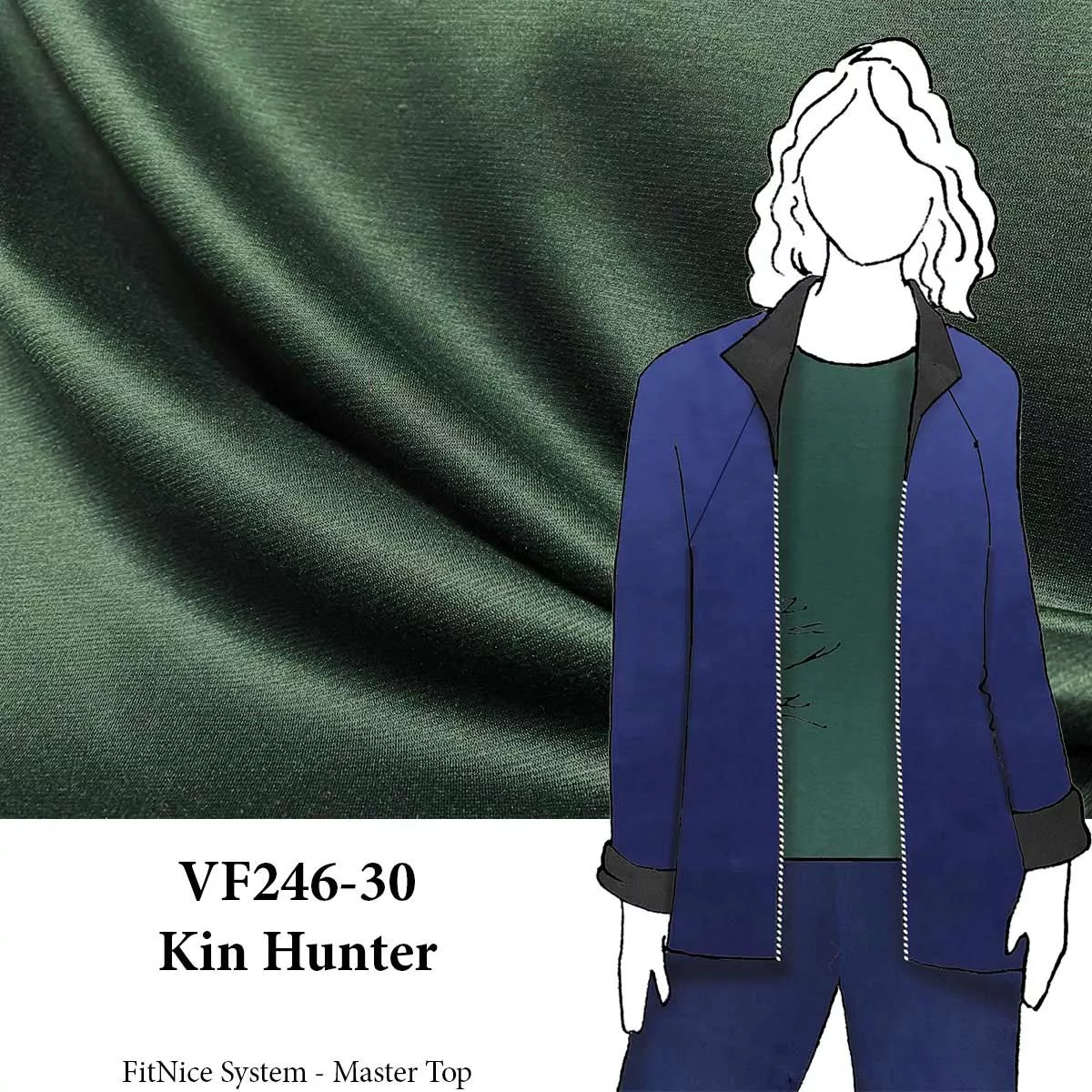 VF246-30 Kin Hunter - Dark Forest Green Lightweight Ponte Fabric