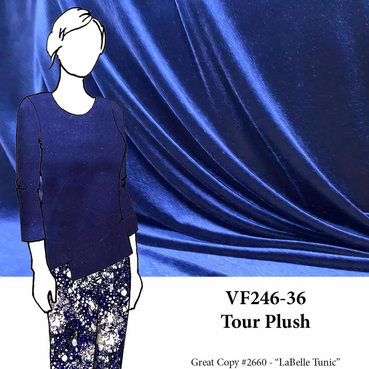VF246-36 Tour Plush - Navy Stretch Velvet Fabric