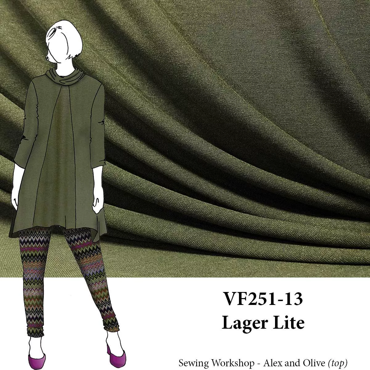VF251-13 Lager Lite - Dark Army Green Poly-Viscose Sweater Knit Fabric