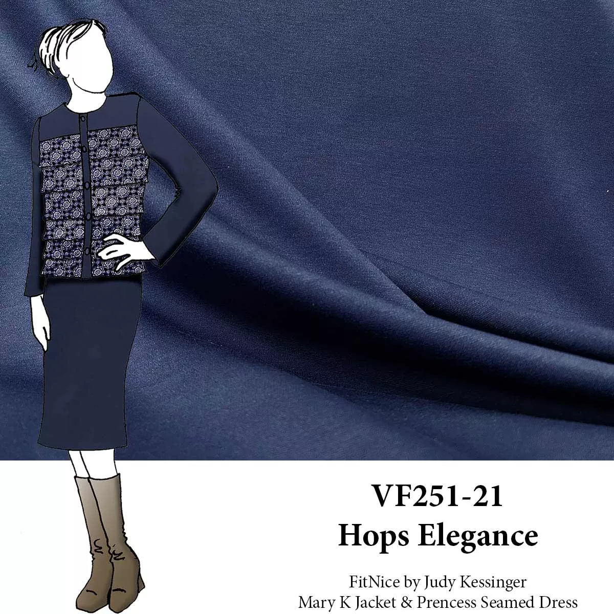 VF251-21 Hops Elegance - Dark Navy Double Jersey Fabric