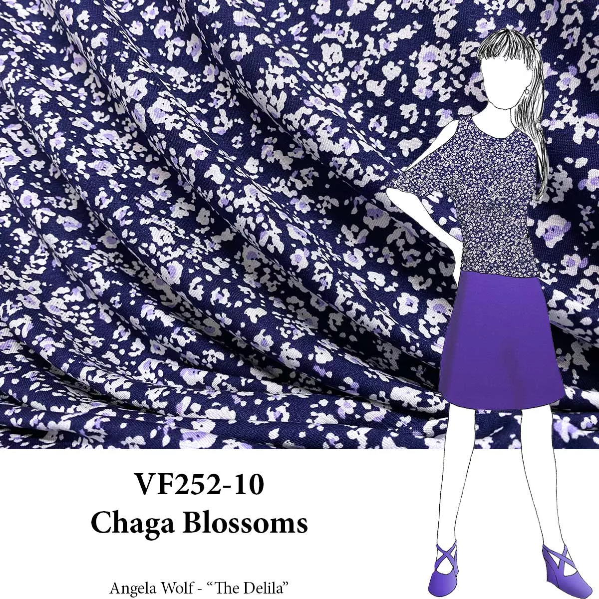 VF252-10 Chaga Blossoms - Extra-wide 67" Rayon Jersey Print Fabric