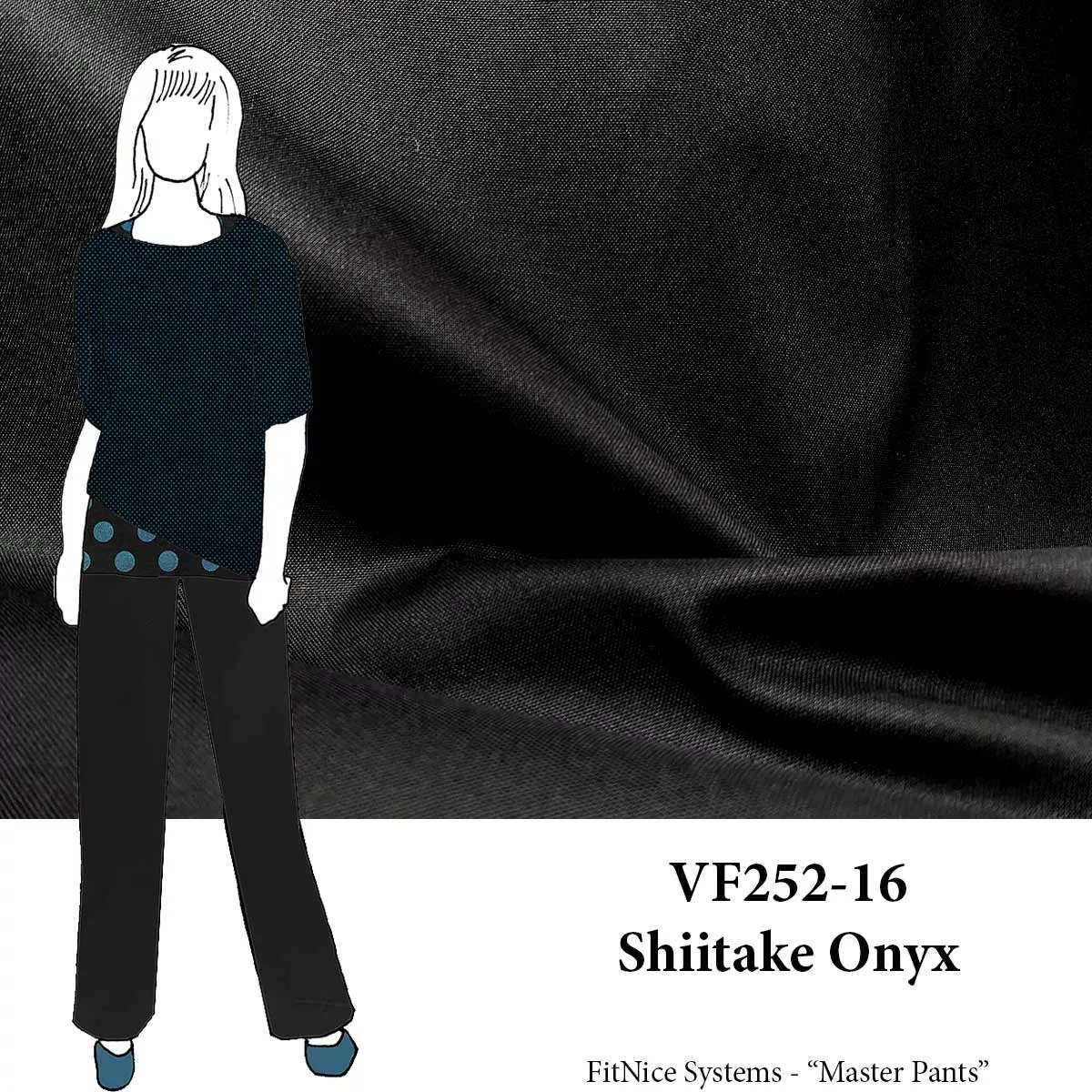 VF252-16 Shiitake Onyx - Black Stretch-woven Cotton Poplin Fabric