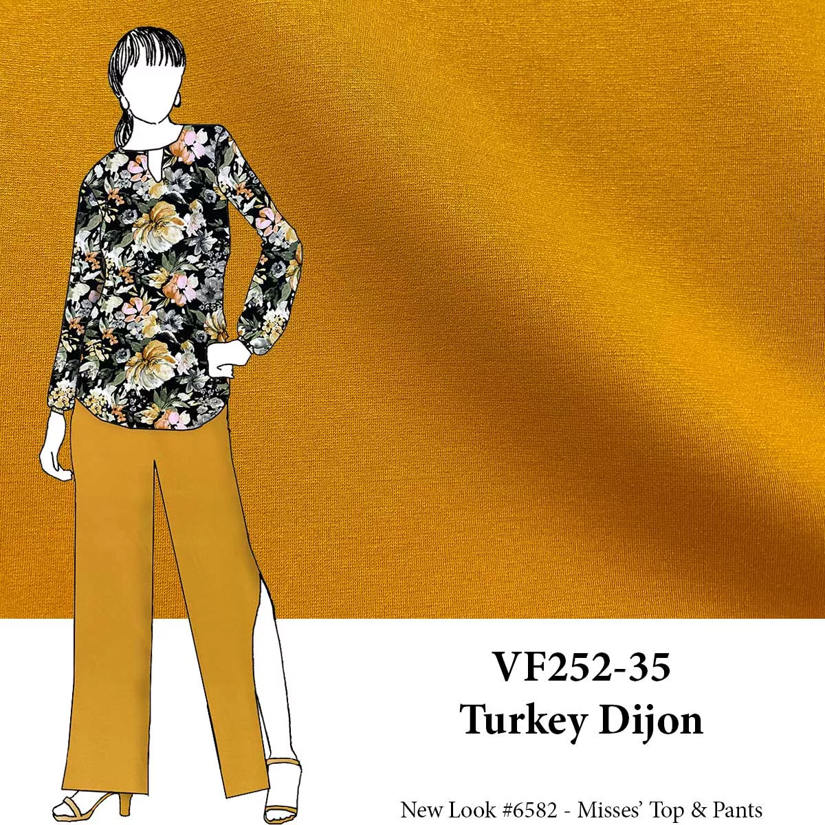 VF252-35 Turkey Dijon - Mustard Gold Classic Ponte Knit Fabric