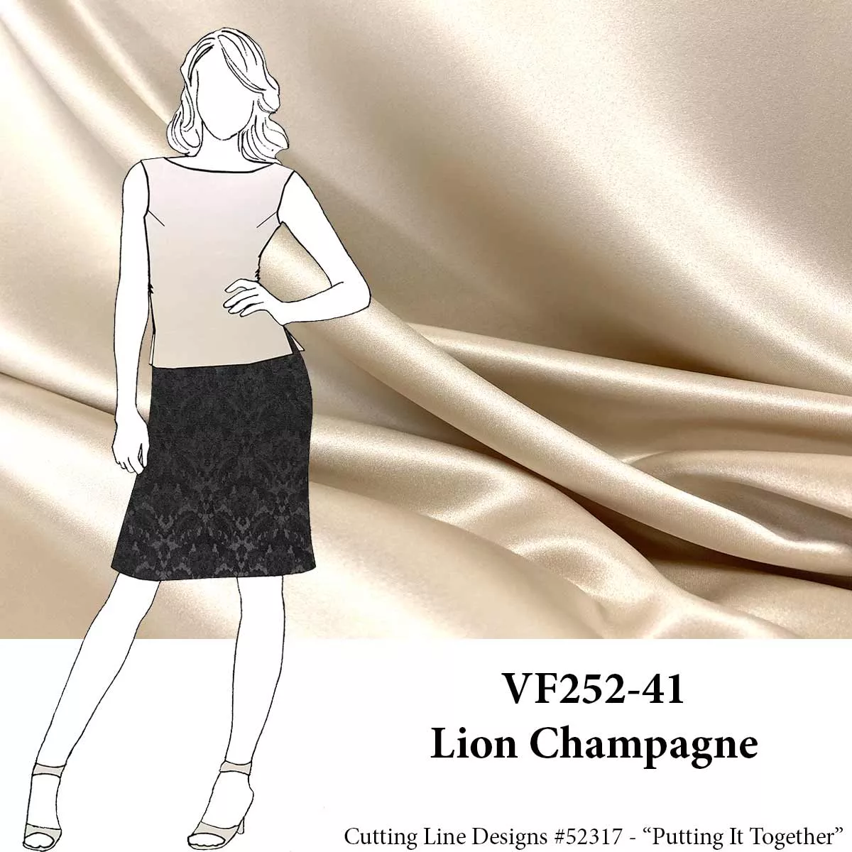 VF252-41 Lion Champagne - Light Beige Low Luster Satin Fabric