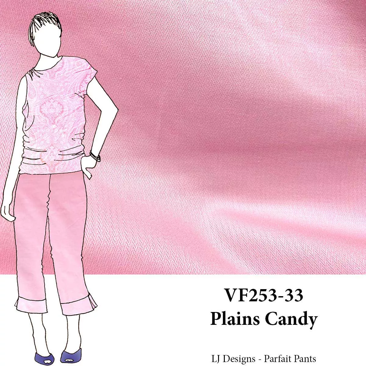 VF253-33 Plains Candy - Pink Stretch-Woven Cotton Herringbone Bottomweight Fabric