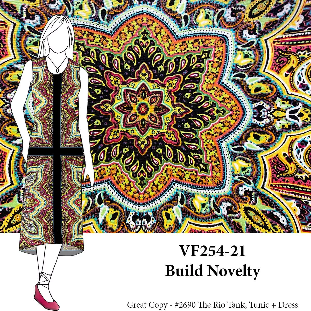 VF254-21 Build Novelty - Bold Border Print ITY Knit Fabric