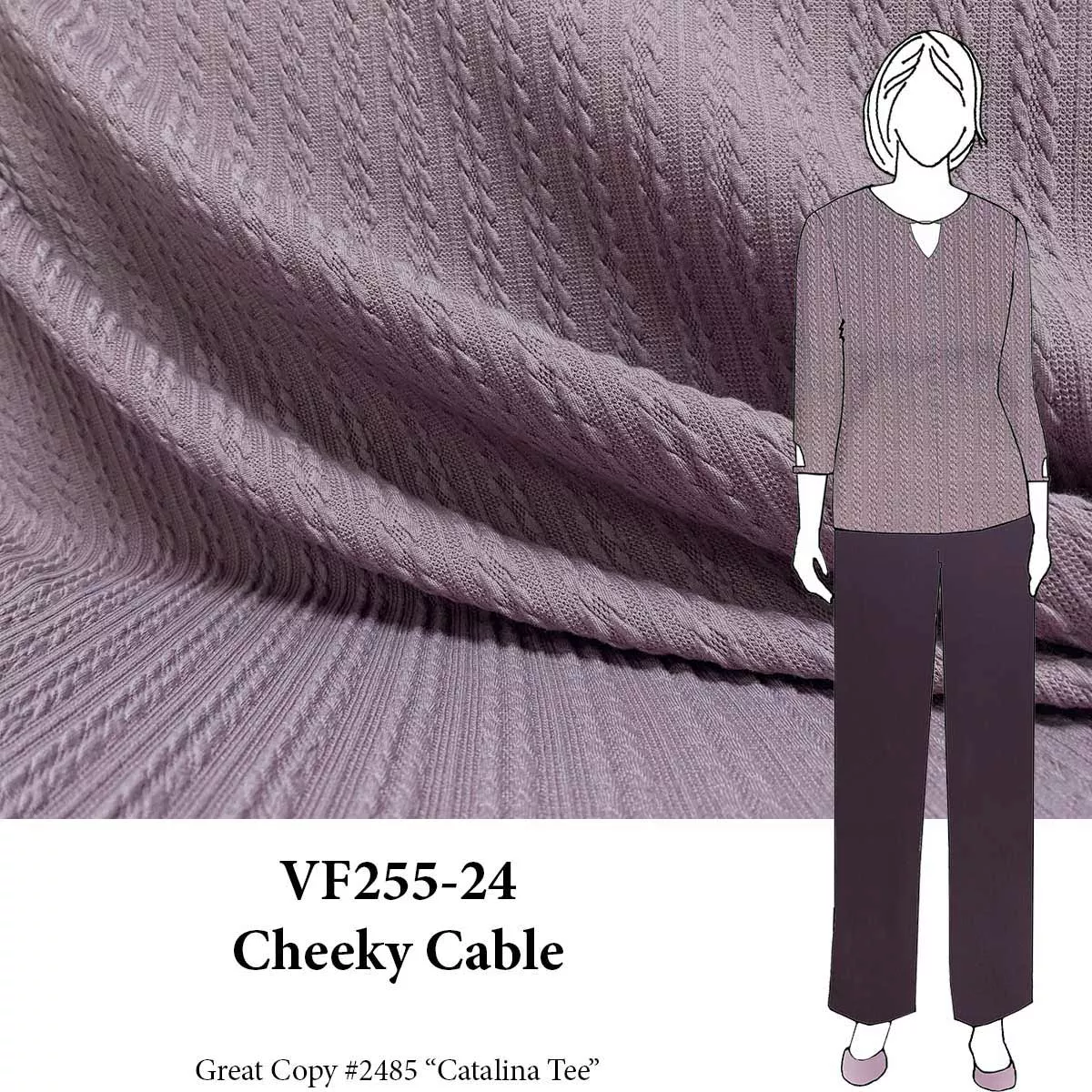 VF255-24 Cheeky Cable - Victorian Lilac Cable Knit Fabric