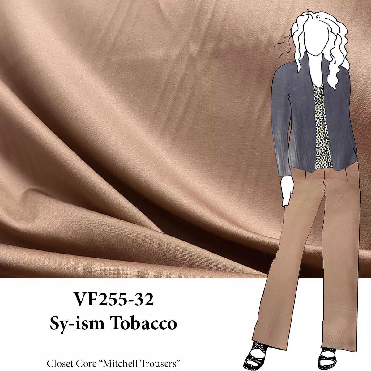 VF255-32 Sy-ism Tobacco - Medium-weight Cotton Sateen Fabric