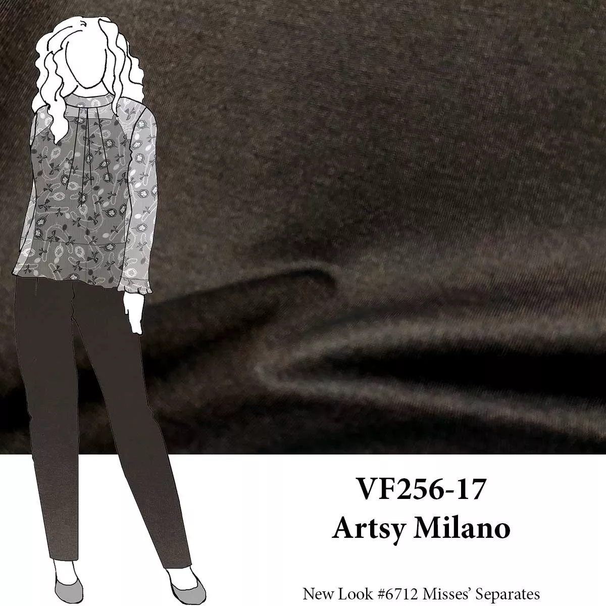 VF256-17 Artsy Milano - Dark Brown Elegant Double Jersey Fabric