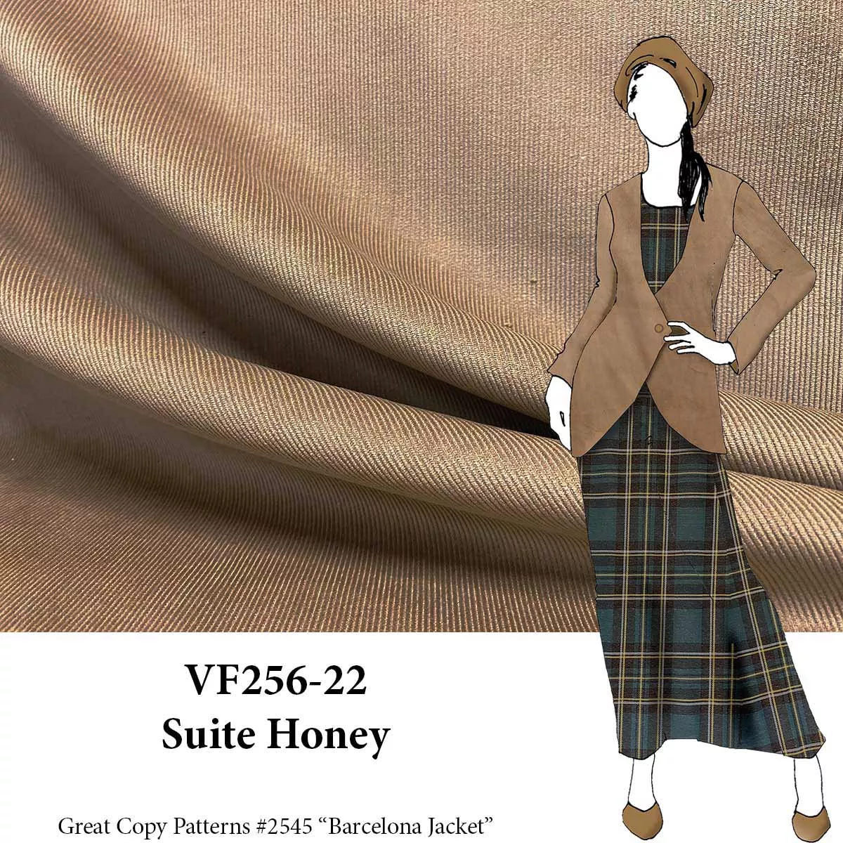 VF256-22 Suite Honey - Camel Pinwale Cotton Corduroy Fabric