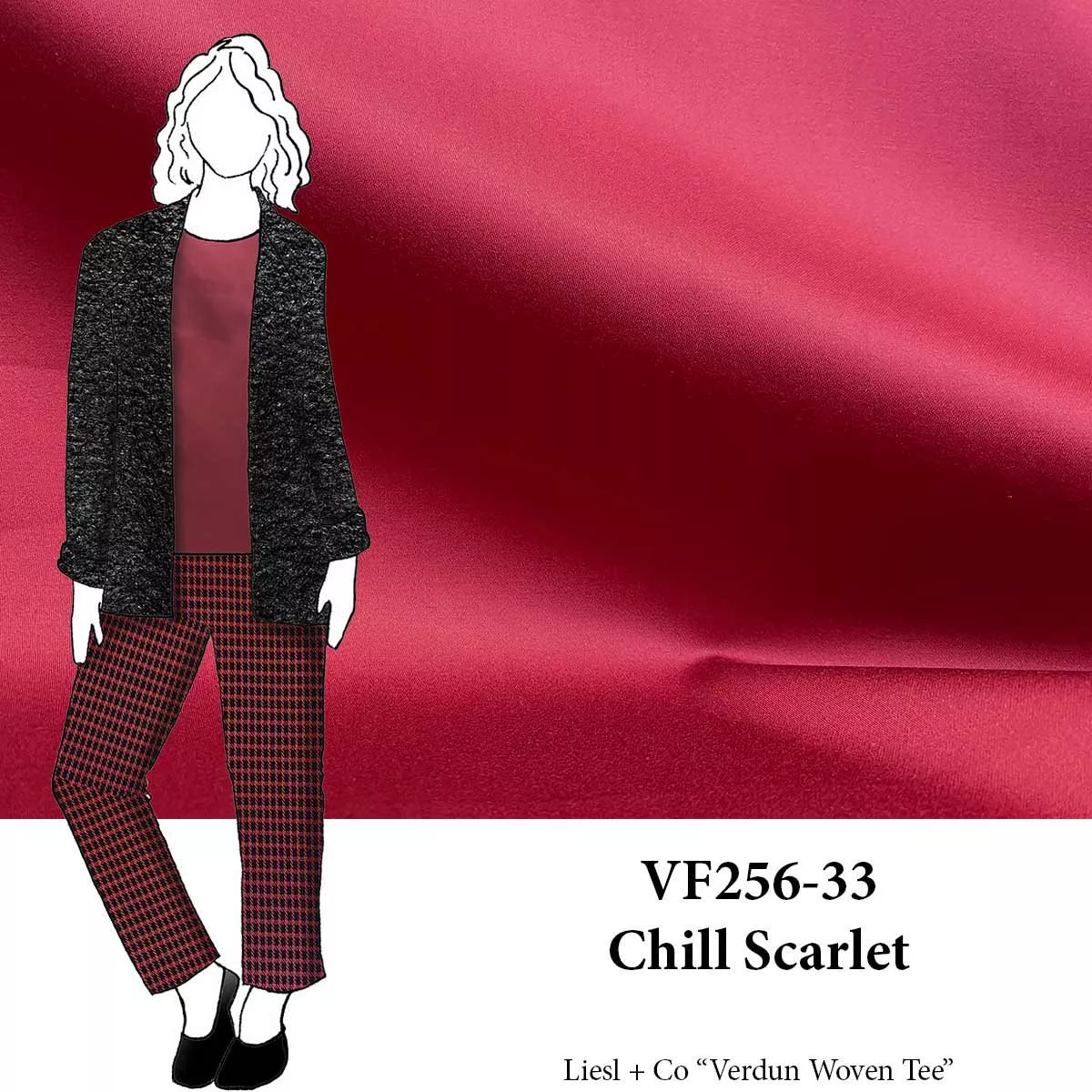 VF256-33 Chill Scarlet - Holiday Red Cotton Sateen Fabric