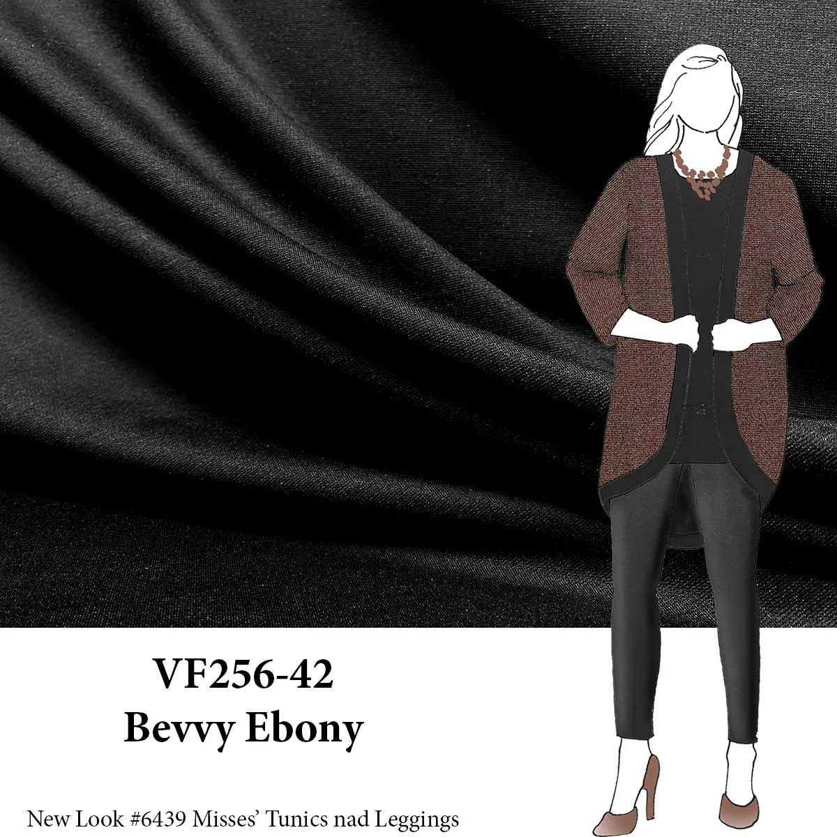 VF256-42 Bevvy Ebony - Rich Black Classic Ponte de Roma Fabric