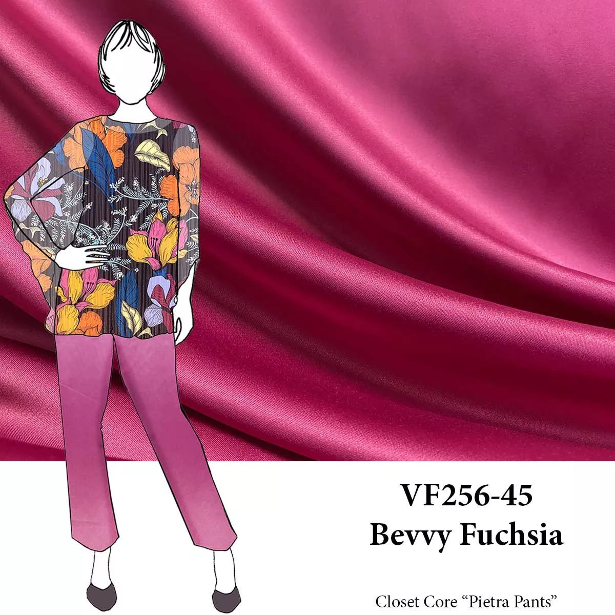 VF256-45 Bevvy Fuchsia - Temptress Stretch Satin Fabric
