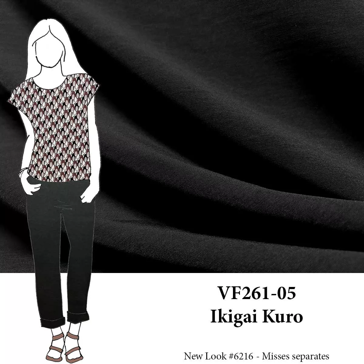 VF261-05 Ikigai Kuro - Black Milennium Stretch Suiting Fabric
