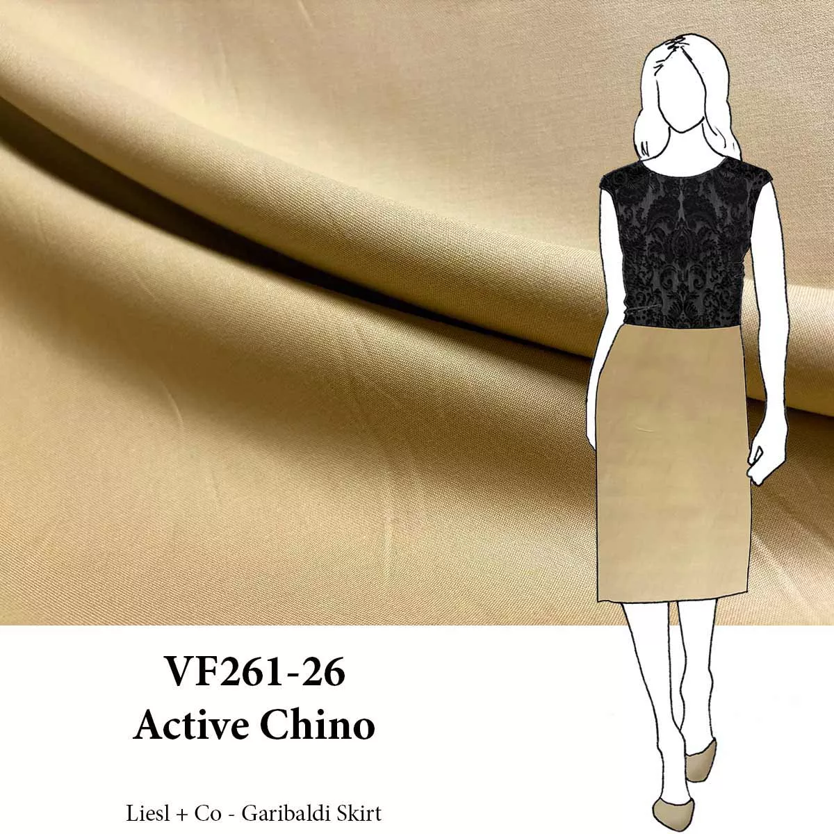 VF261-26 Active Chino - Khaki Mid-weight Cotton Sateen Fabric