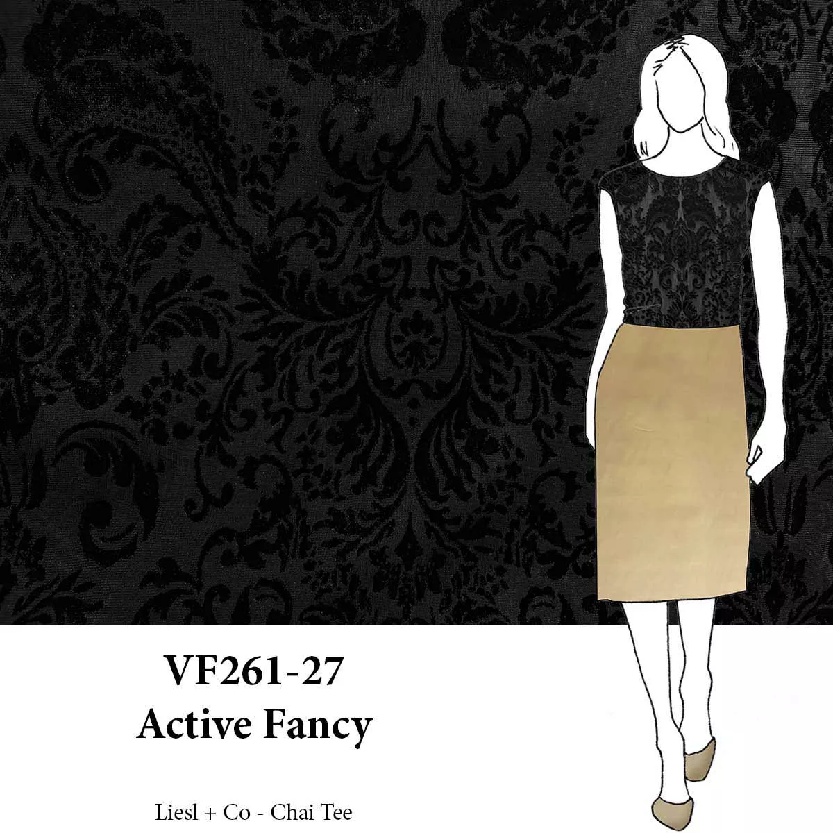 VF261-27 Active Fancy - Black Burnout Velvet Fabric