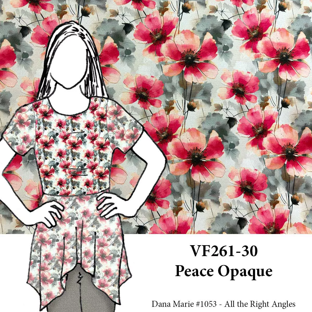 VF261-30 Peace Opaque - Digital Floral Knit Fabric