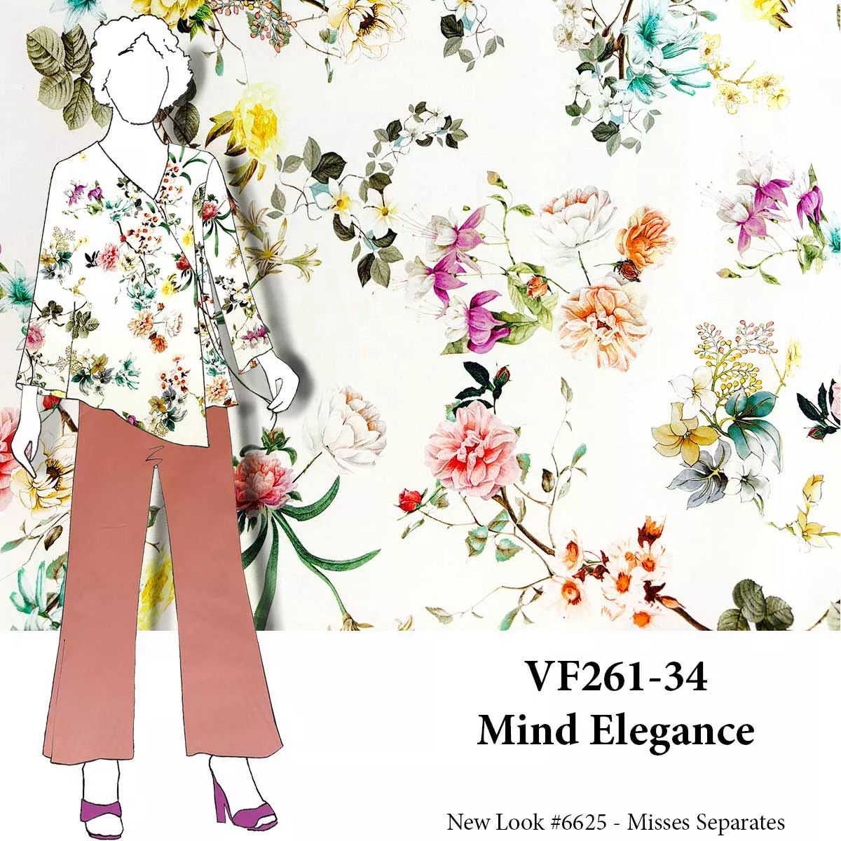 VF261-34 Mind Elegance - Exquisite Floral Rayon Challis Fabric