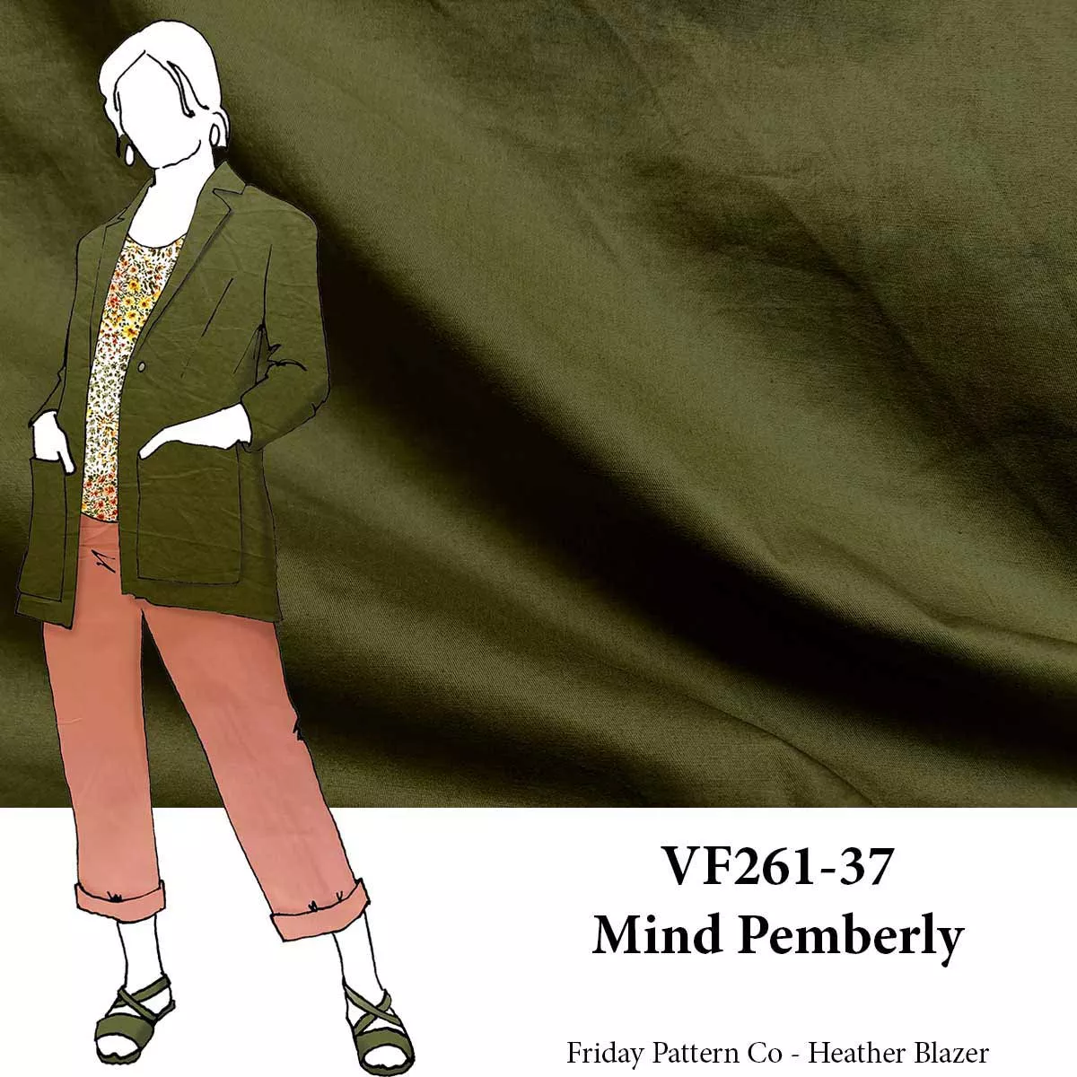 VF261-37 Mind Pemberly - Olive Cotton Batiste Fabric