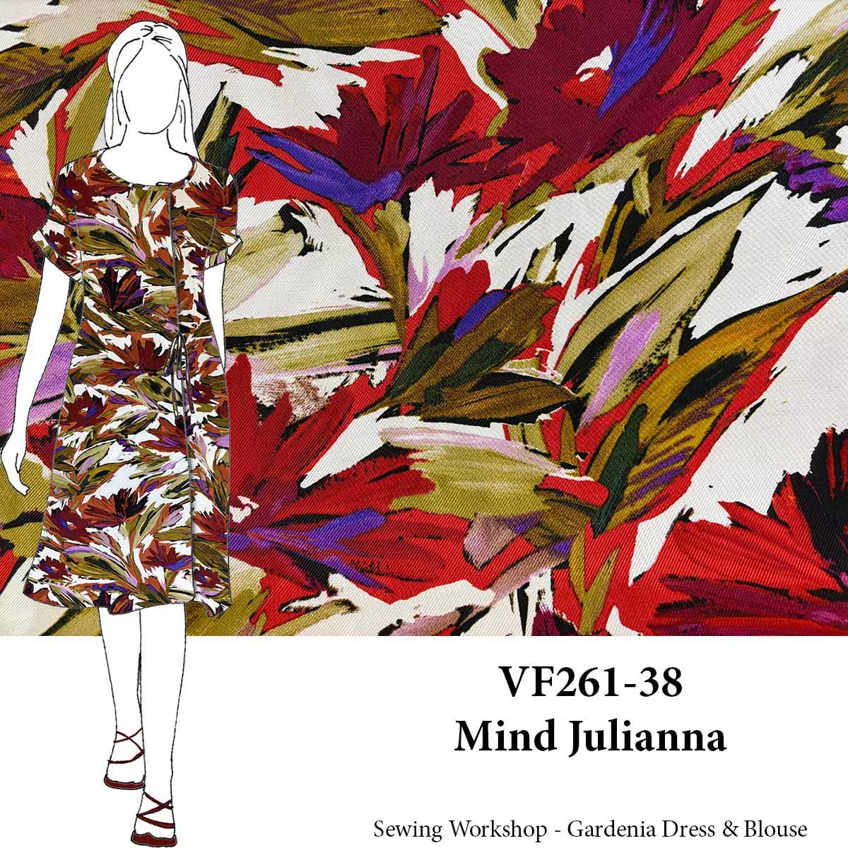 VF261-38 Mind Julianna - Dynamic Floral Rayon Twill Satin Fabric