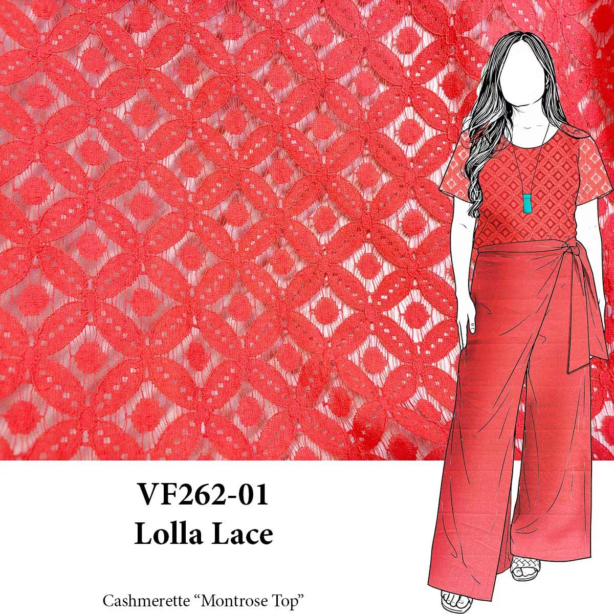VF262-01 Lolla Lace - Coral Cotton Lace Fabric